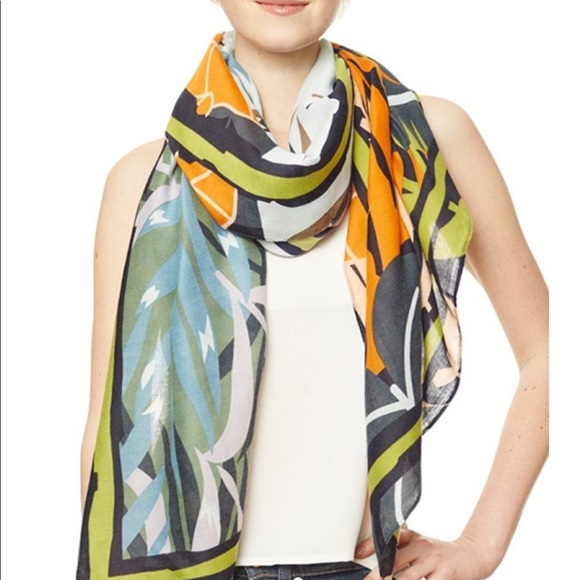 Accessories - Arrived🌼 Leaf Print Oversized Tassel Scarf